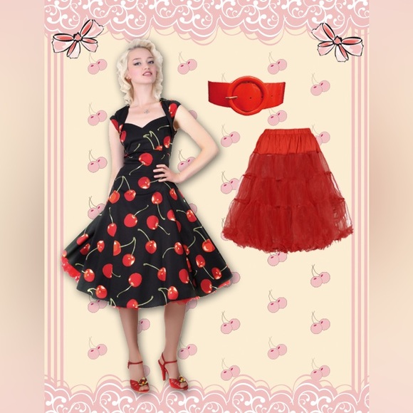 ✨NWT Collectif Regina Doll Cherry Stem Pinup Rockabilly 50s Midi Dress Small 6 - Picture 3 of 12